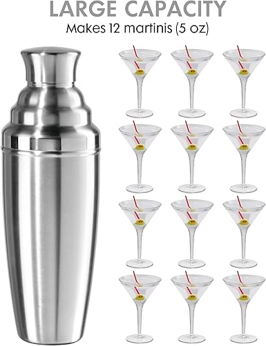 Miniatura 2 de OGGI Jumbo coctelera de 60 oz  Construcción de acero inoxidable colador incorporado  Coctelera grande ideal para fiestas mezclas 12 Martinis