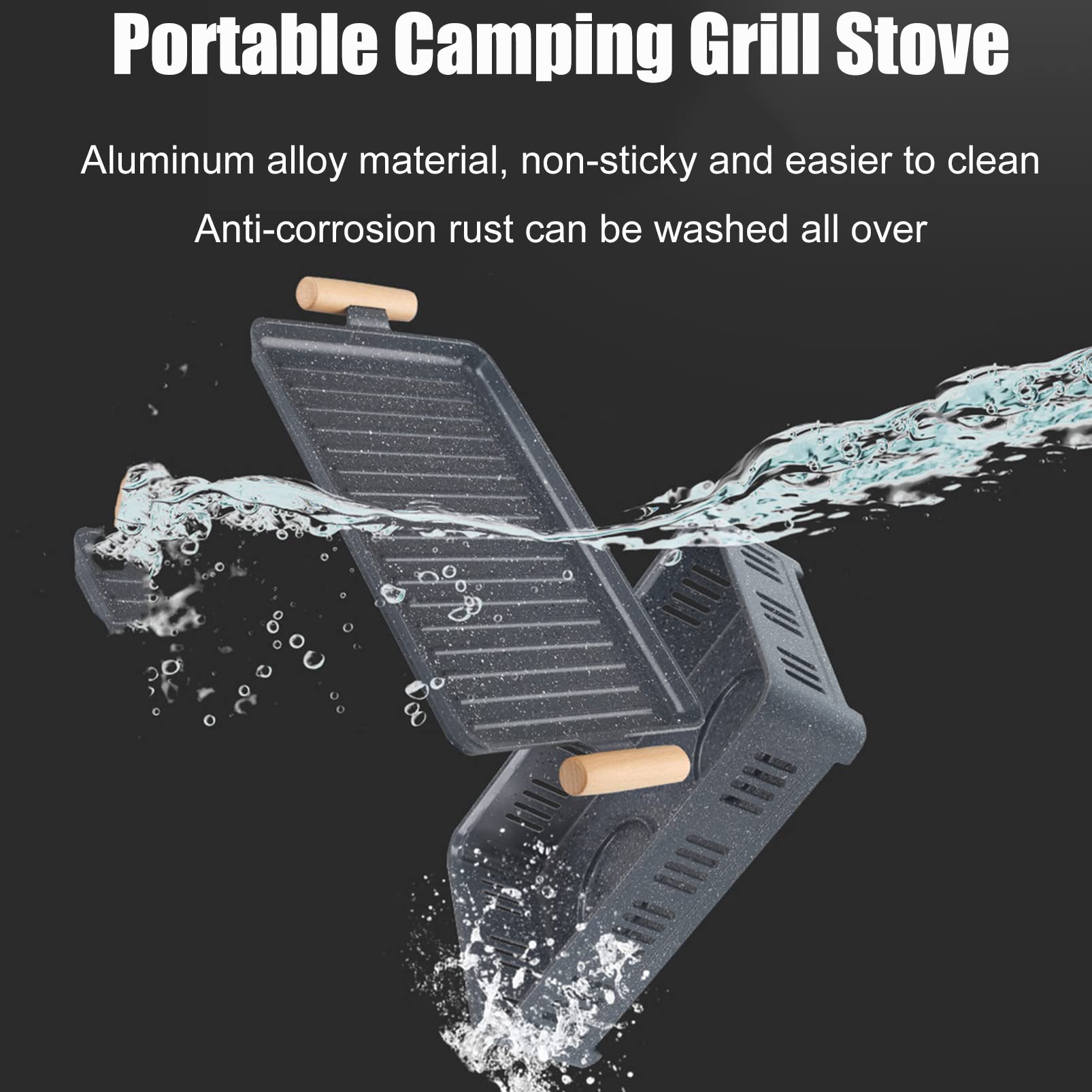 Home/Hotel Griglia per Barbecue Coreana Stufa ad Alcool, Griglia Hibachi da Tavolo in Alluminio pressofuso con Base in Legno e Supporto per Carburante, Griglia da Campeggio Portatile Pentole per Arr