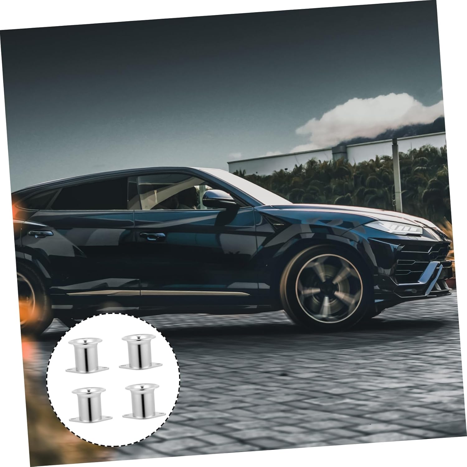 4pcs Car Horn Modification Supplies Air Horn Automotive Car Intake Car Part Air Intake Funnel for Stack Car Accessory Tunnel Horn Funnel Aluminum Silver