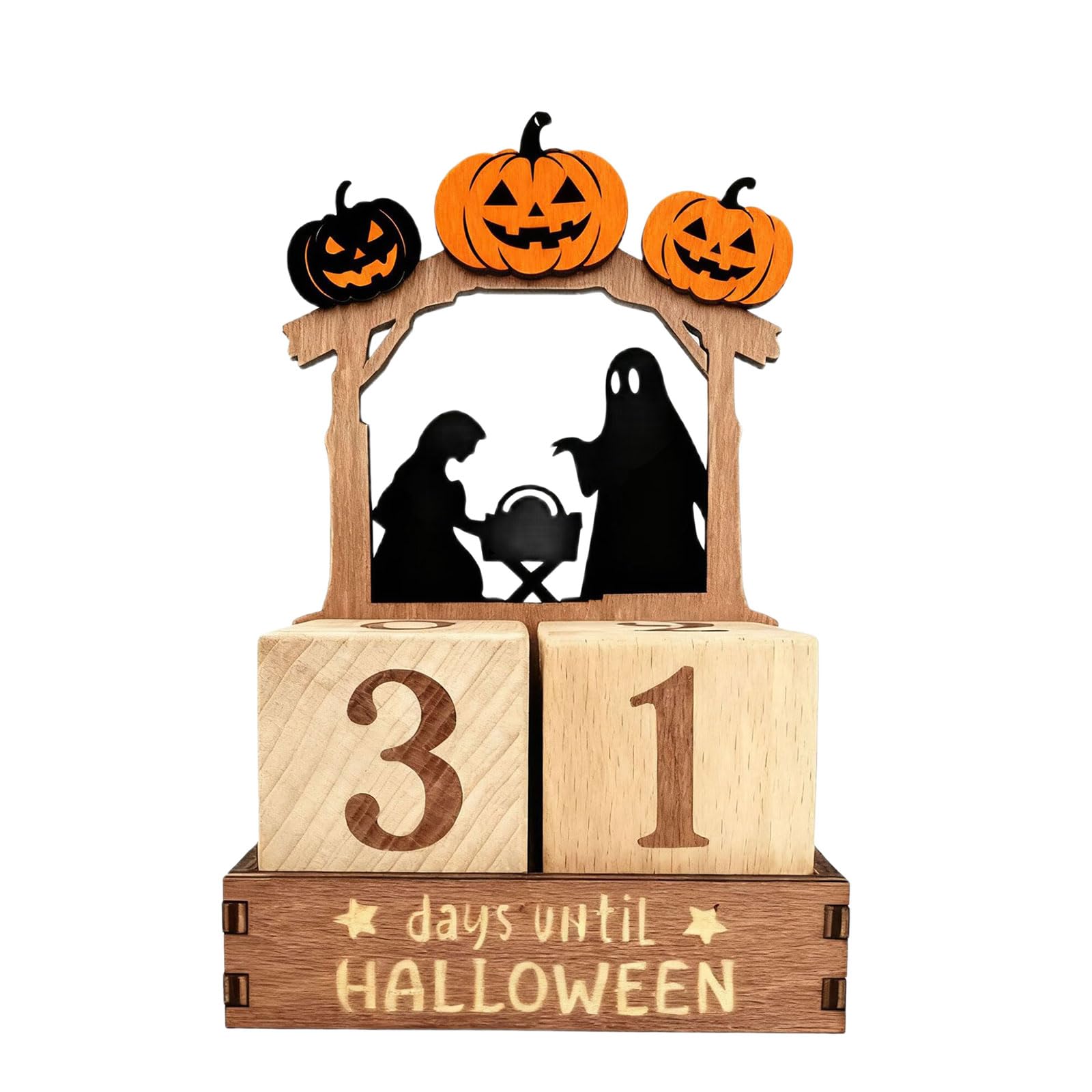 Tsophreniq Sturdy Wooden Advent Calendar with Seasonal Decorations Natural Texture User Friendly Festival Countdowns Display for Tabletop Fireplaces Festival Home Decors