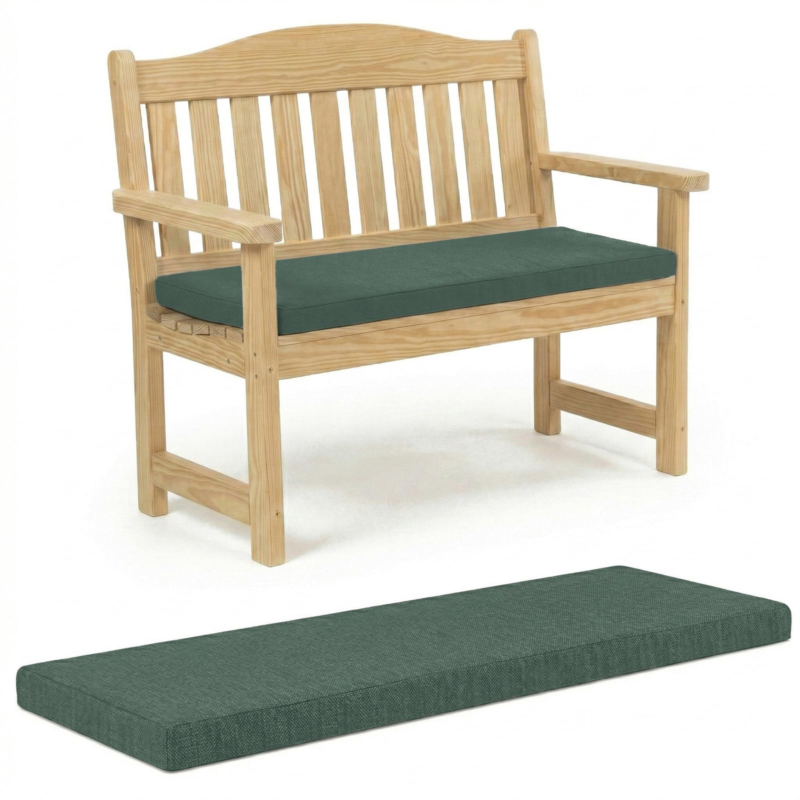 100% Waterproof Garden Bench Cushion 2/3/4 Seater Outdoor Long Bench Seat Pad for Lawn & Garden, Patio, Office, Coffee Shop with Removable Cover (2 Seater 108cm x 45cm x 5cm, Bottle Green) โ image 1