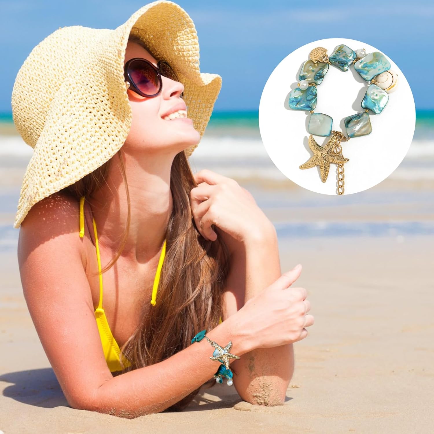HUASAI Starfish Bracelet Dress Sea Shell Jewelry Starfish Charm Bracelets for Women Trendy 2025 - Image 4