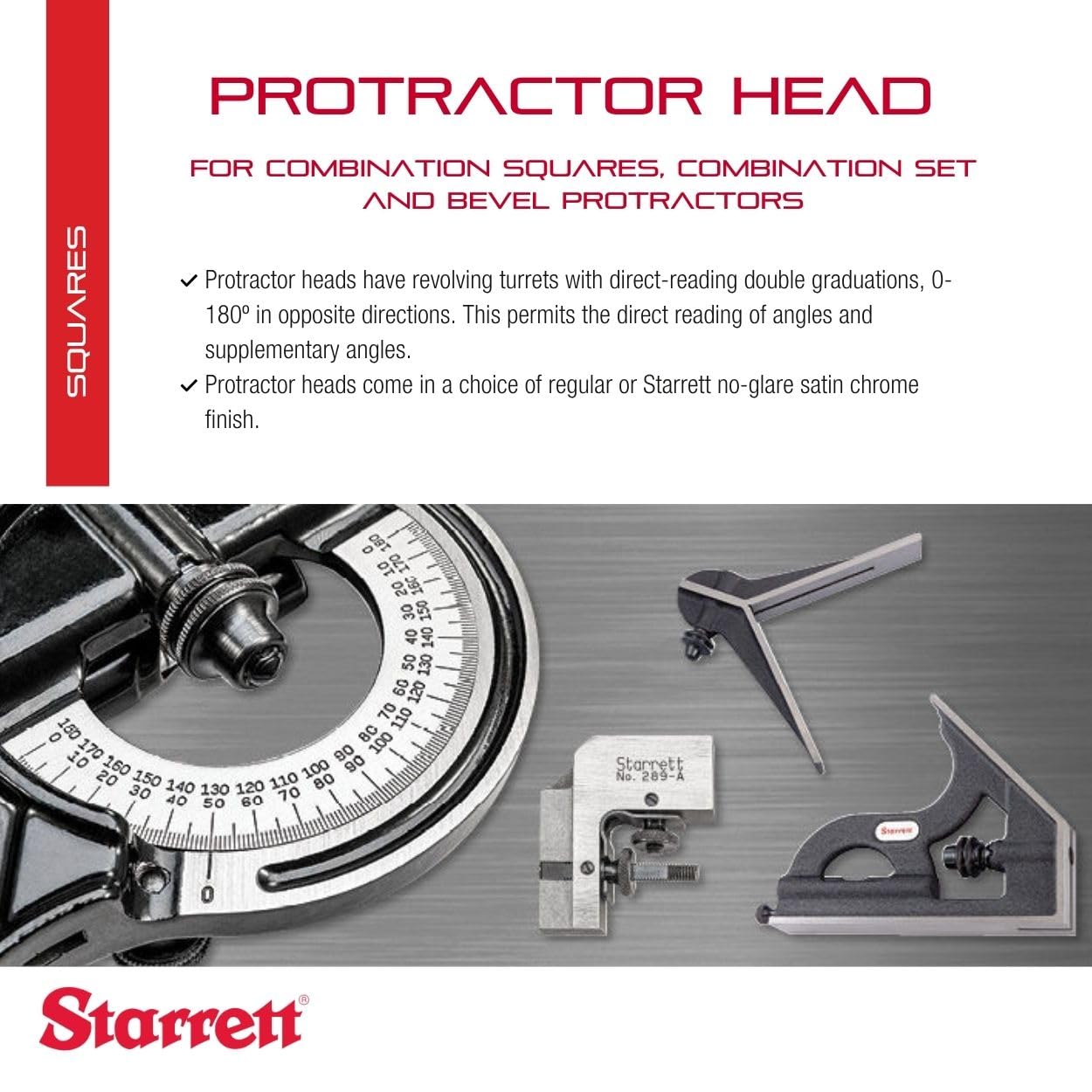 Starrett PR-1224W - Echar la cabeza transportador reversible de hierro para la escuadra combinada, juegos de combinación y los transportadores cónicos