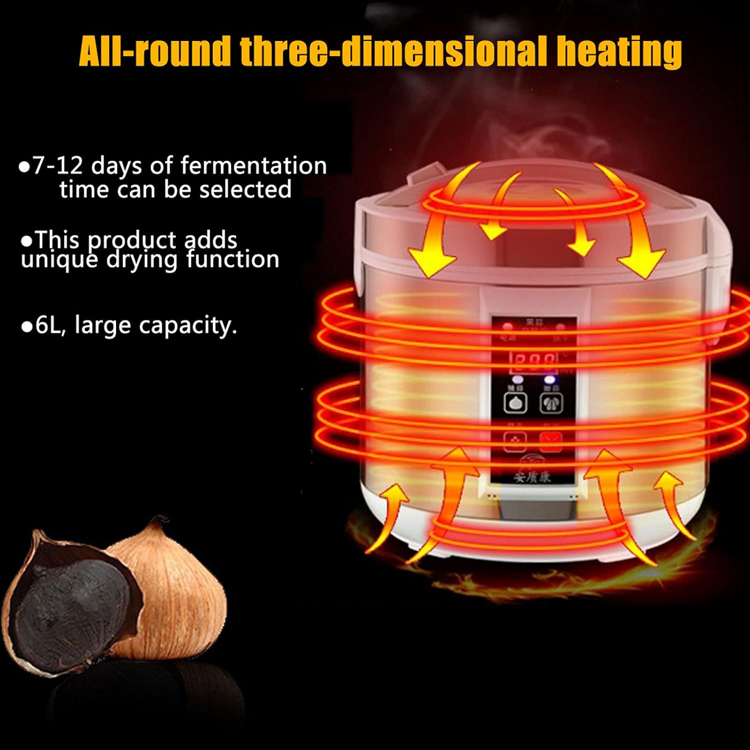 Black Garlic Fermenter, 6l Large Smart Automatic Black Garlic Fermenter Maker Zymolysis Machine, Multiple Clove Garlic DIY Cooker