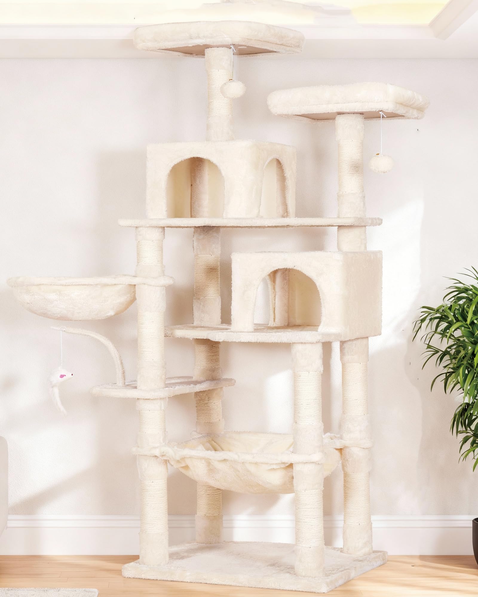 Heybly Cat Tree, 70 inches Tall Cat Tower for Indoor Large Cats HCT032M