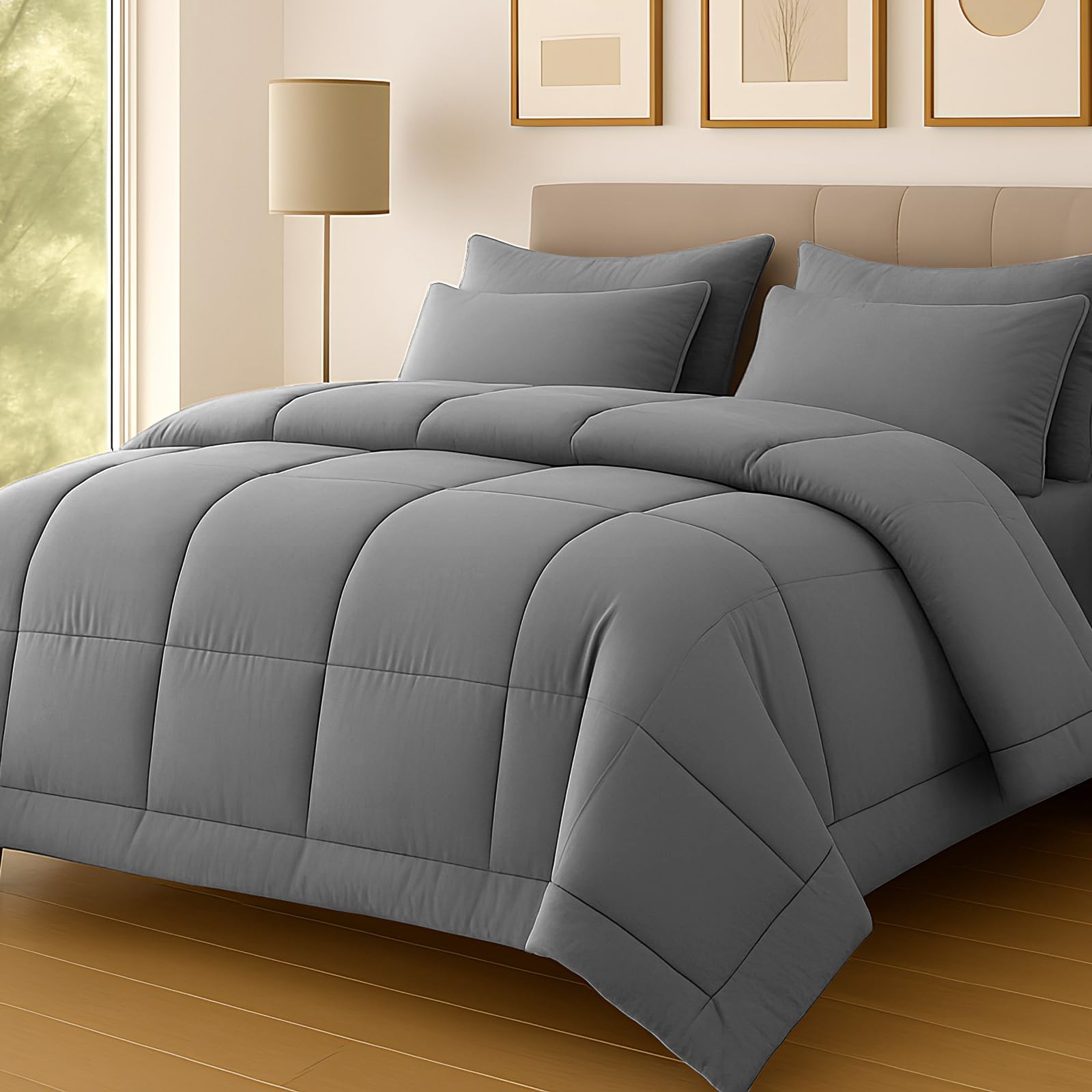 Pamposh Single Duvet 10.5 2Tone Hypoallergenic Coverless Duvet King Size Thick Cosy Quilt For All Season Anti Bacterial from B&Q