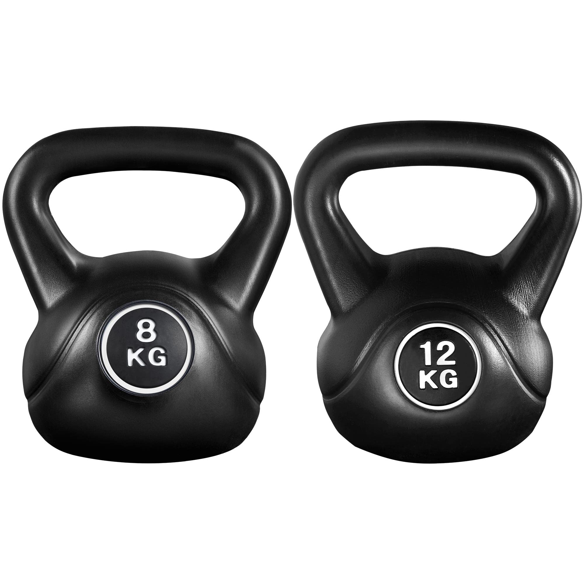 Yaheetech 2 Stück Kettlebell 8 kg/12 kg Kugelhantel mit bodenschonender Kunststoffummantelung Schunwunghantel Kugelgeiwcht für Krafttraining