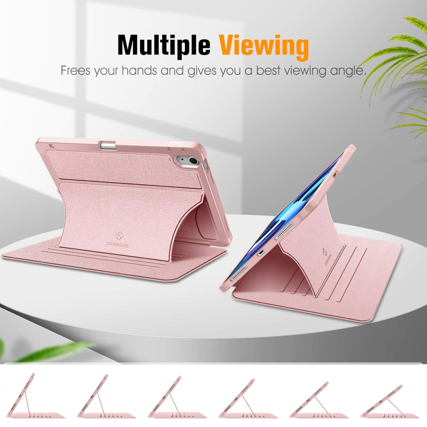 Fintie Magnetic Stand Case for iPad Air 11-inch M4/M3/M2 (2026/2025/2024), iPad Air 5th/4th Generation (2022/2020) 10.9 Inch - Multiple Angles Shockproof TPU Cover with Pencil Holder, Rose Gold