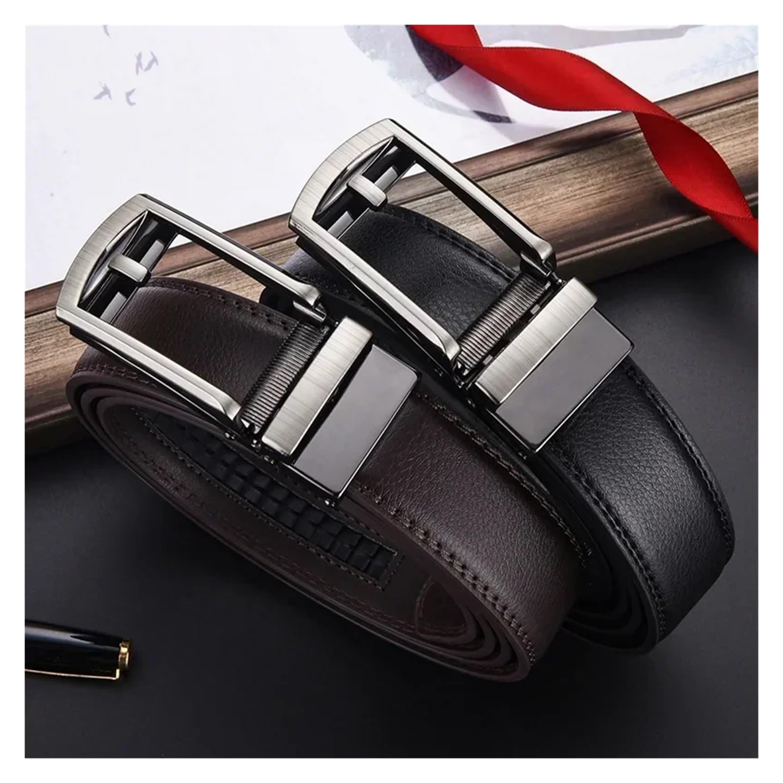 HerrengüRtel Herrengürtel Business Ledergürtel Jeans Automatisch verstellbare Legierungsschnalle Taillengurte Gürtel für Formelle