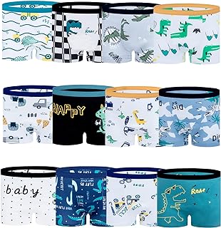 Calzoncillos Tipo BóXer para NiñOs AlgodóN DiseñO De Dinosaurio Oso Polar Paquete De 12, 1 A 13 AñOs