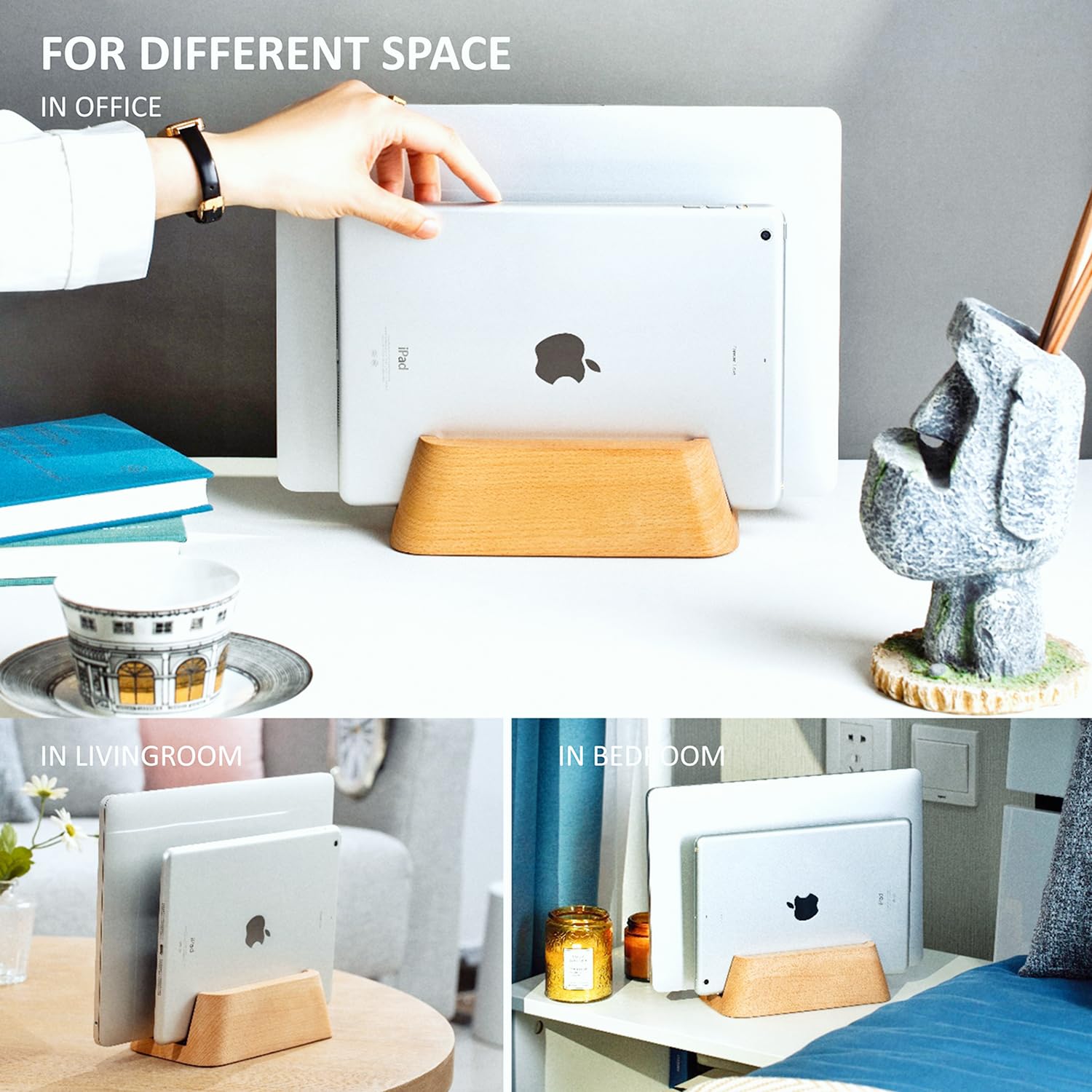 ACODE Vertikaler Laptop-Ständer aus Holz, Laptop-Halterung für den Schreibtisch, kompatibel mit MacBook Pro Air-Oberflächen, Laptop-Speicherregal, Schlitzstärke 1,5 cm bis 1,8 cm, vertikaler