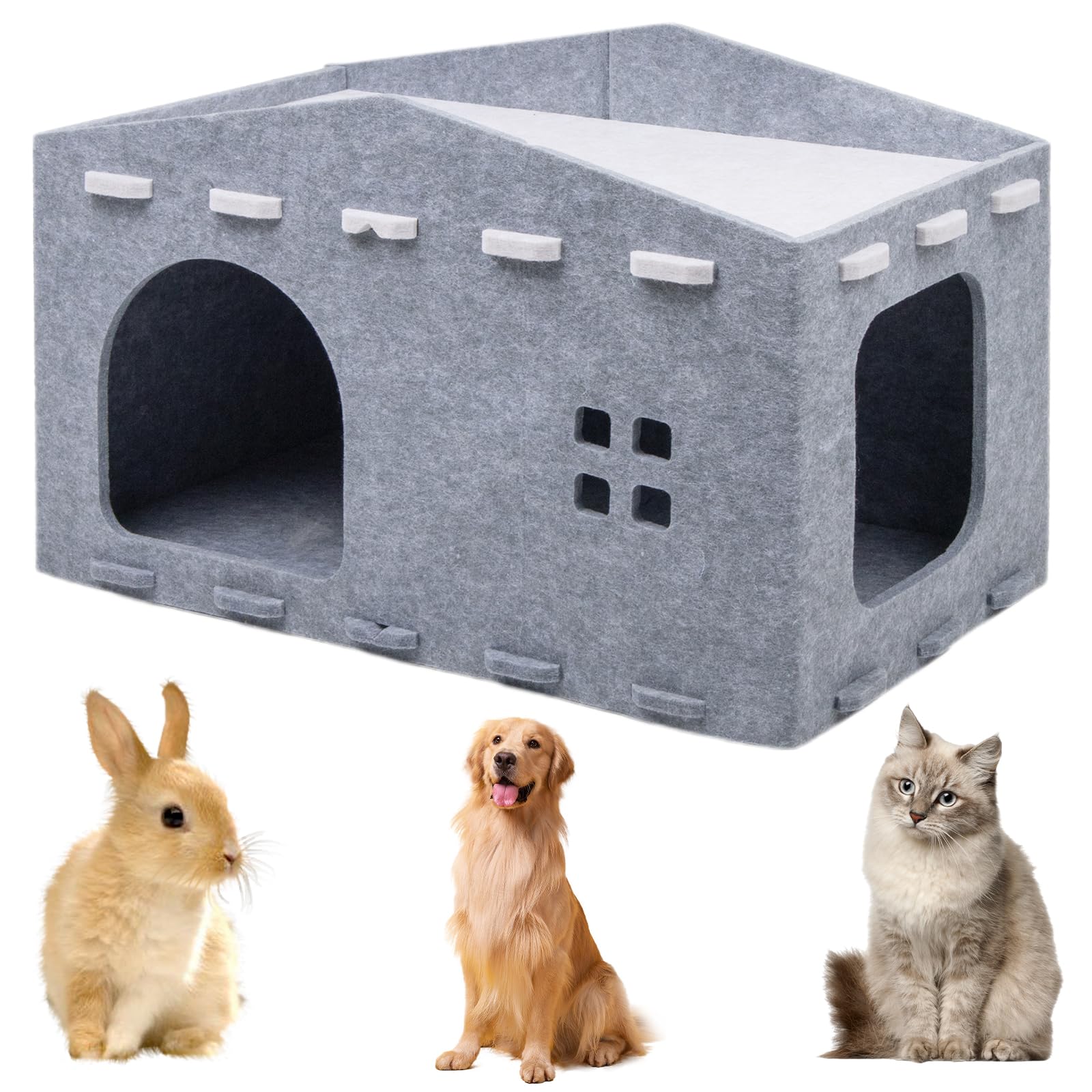 Felt Cat Cave Cat House, Felt Cat Bed for Cats Removable Cat Bed, Indoor Cat House, Cat Cave Cats