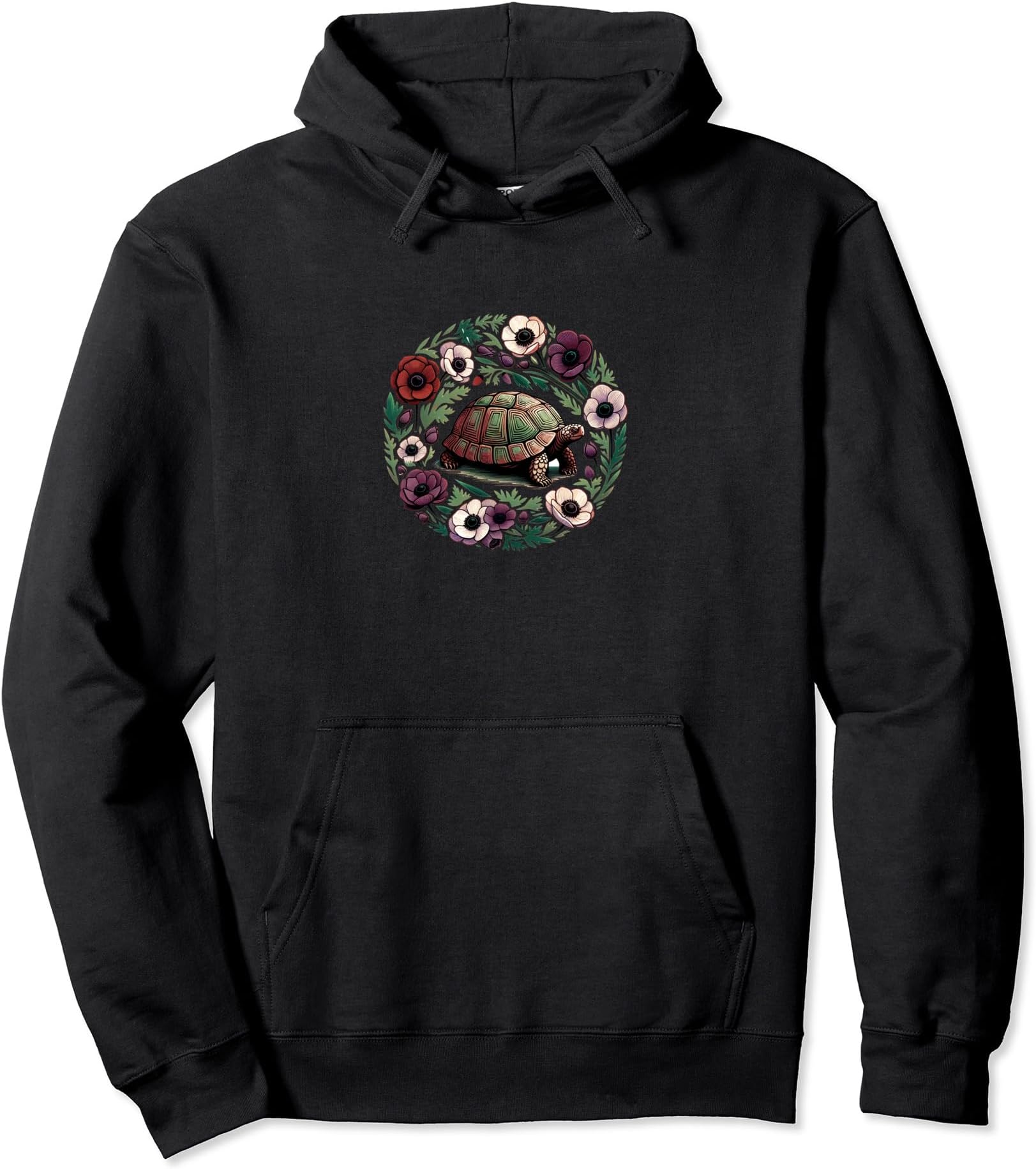 Anemone Box Turtle Illustration Pullover Hoodie