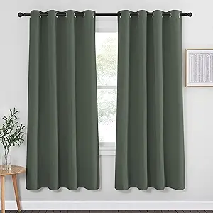 NICETOWN Blackout Curtain for Bedroom 72 inches Long - Grommet Thermal Curtain Room Darkening Window Treatment Sound & Light Blocking for Living Room (1 Panel, Dark Mallard, W52 x L72)