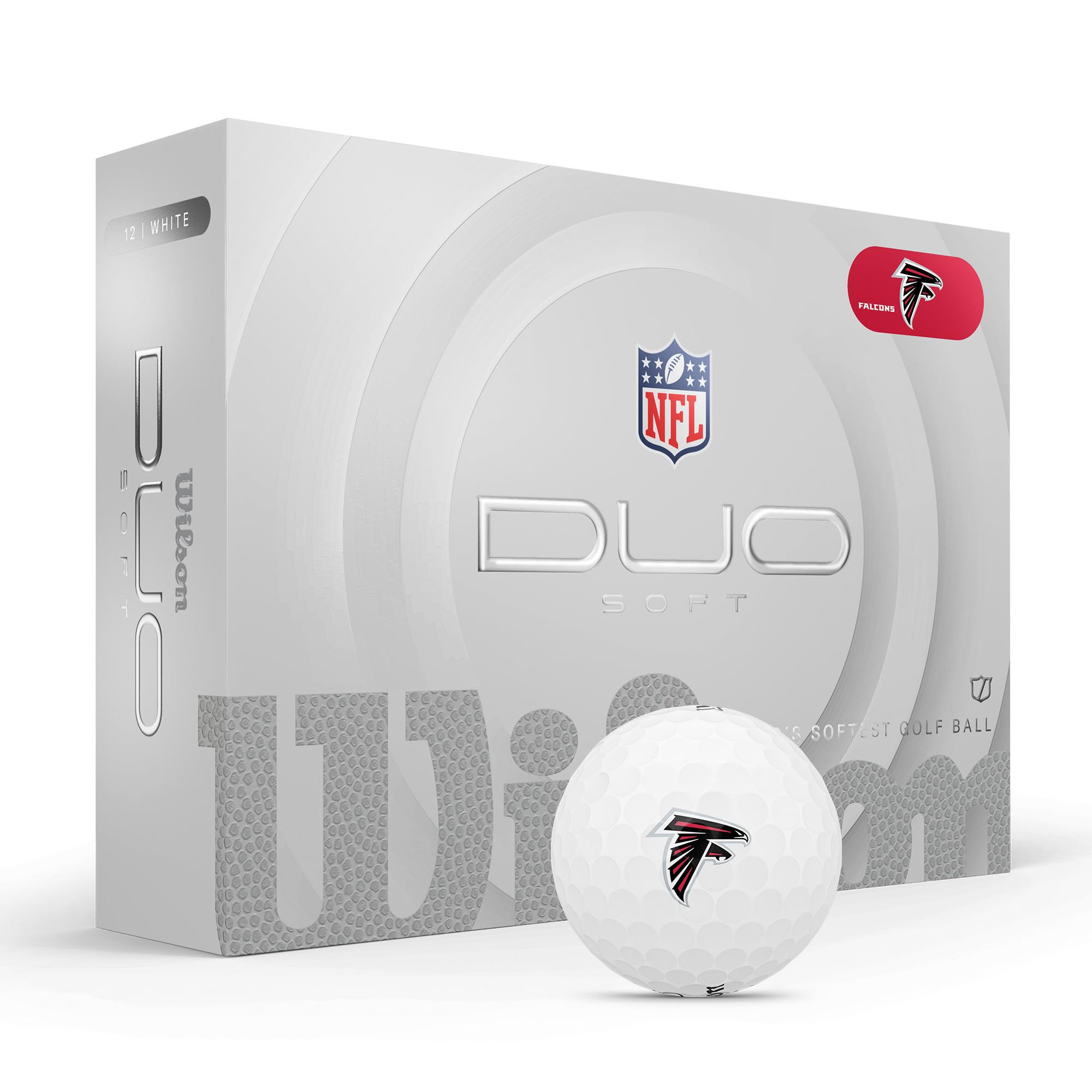 WILSON 2025 Duo Soft NFL Golfball, 12 Bälle, Weiß, Atlanta Falcons