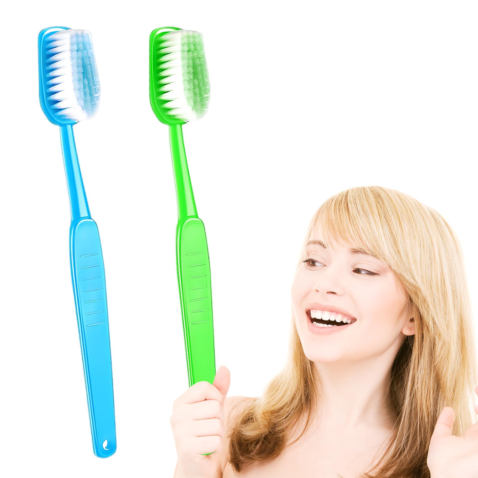2 Pack 15.75x1.57 Inches Giant Toothbrush Props, Oversized Gag Novelty Bath Brushes, Huge Comedy Item for Costume Accessory, Photo Shoots, Party Favors, Pet Grooming, Green and Blue