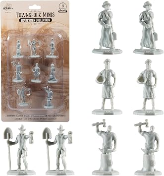 Monster Townsfolk Mini Fantasy Figures - 8pc Tradesmen Non Player Character NPC Miniatures - 1" Hex-Sized Compatible with DND Dungeons and Dragons, Pathfinder, All RPG Tabletop Games