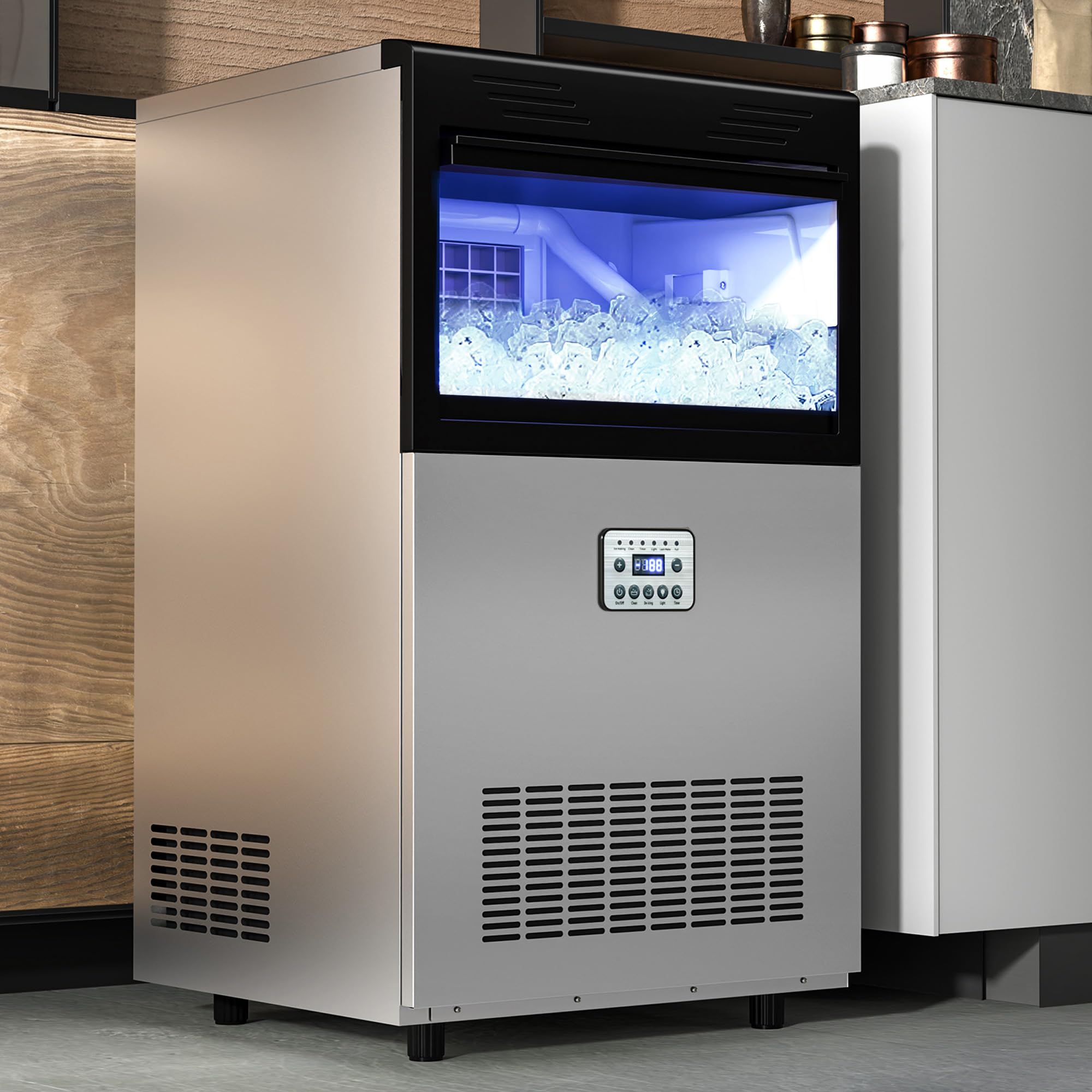 Photo 1 of YITAHOME 120Lbs Commercial Ice Maker Machine, Under Counter Ice Machine Commercial, Big Ice Makers for Home Cafe Bar Restaurant 50pcs with 33lbs Storage Bin