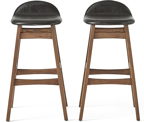 Christopher Knight Home Taburetes de bar Moria con acabado de cueronogal, juego de 2 piezas, marrón oscuro