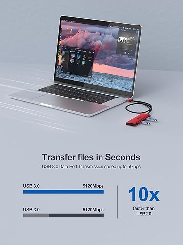 Miniatura 3 de Concentrador USB 3.0, extensor divisor USB de 4 puertos, adaptador portátil multipuerto de datos para laptop, Xbox, unidad flash, disco duro,