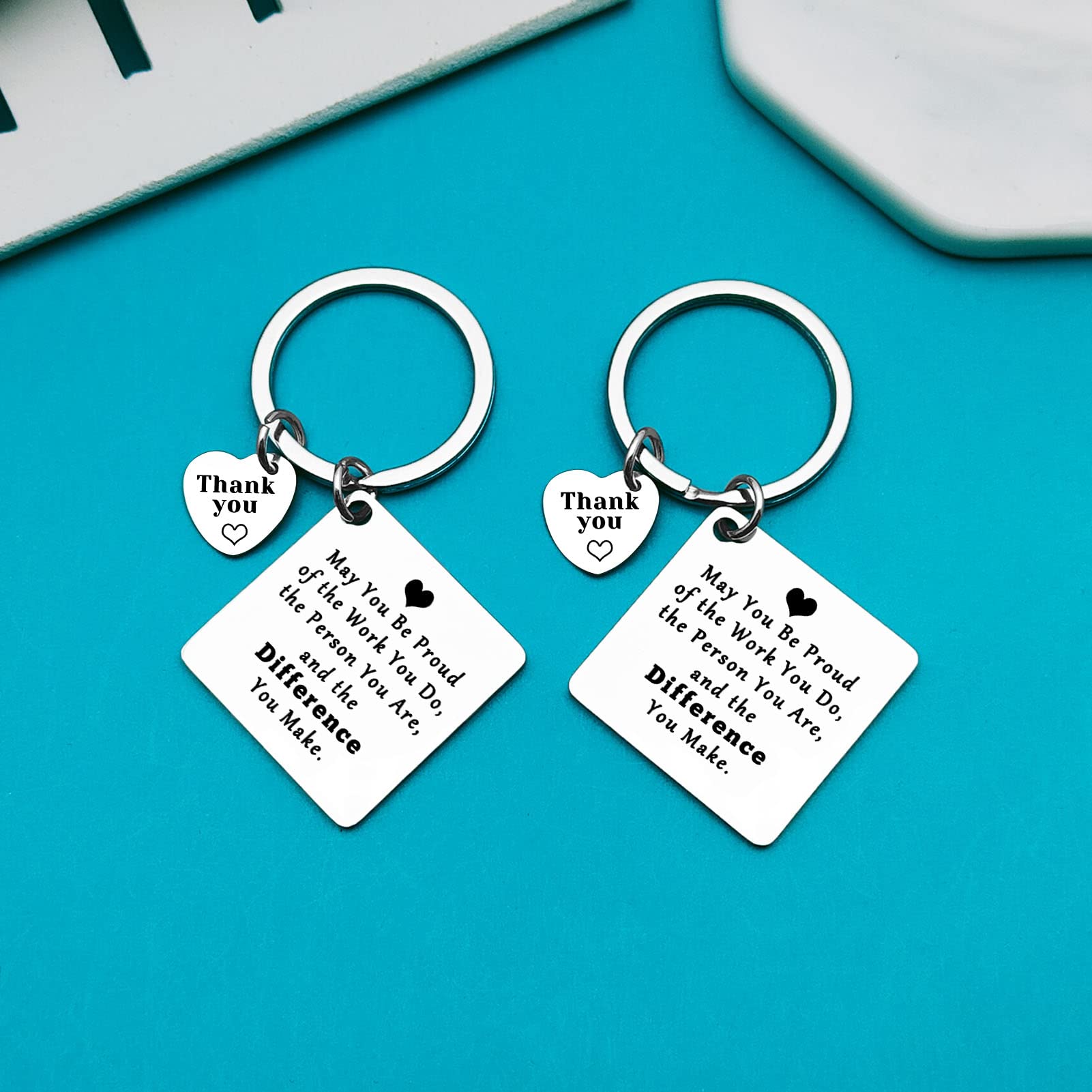Ximalun 2Pcs Thank You Gifts Appreciation Keyring Make a Difference Keyring Appreciation Gifts for Employee Staff Colleague Thank You Gifts for Nurse Teacher Coach Volunteer Social Worker - Image 3