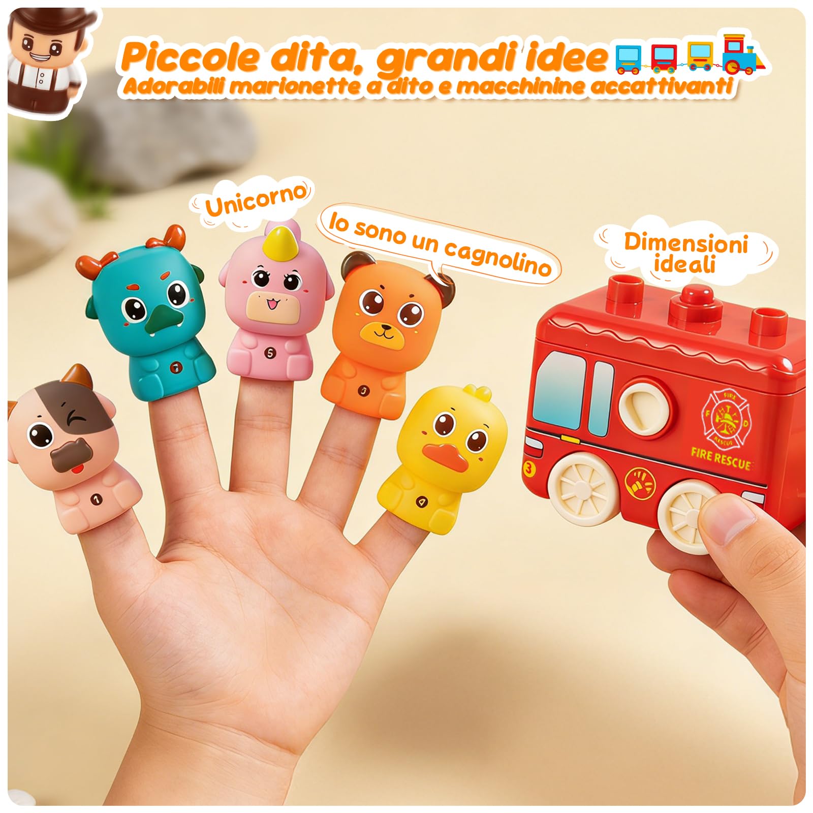 Giochi Montessori 2 Anni Treno Giocattolo Fattoria Animali Bambini,Giocattolo Educativo con Mangiafavoledi per Contare,Impilare,Abbinare e Ordinare Regalo per Bambini di 2, 3 e 4 Anni - 5