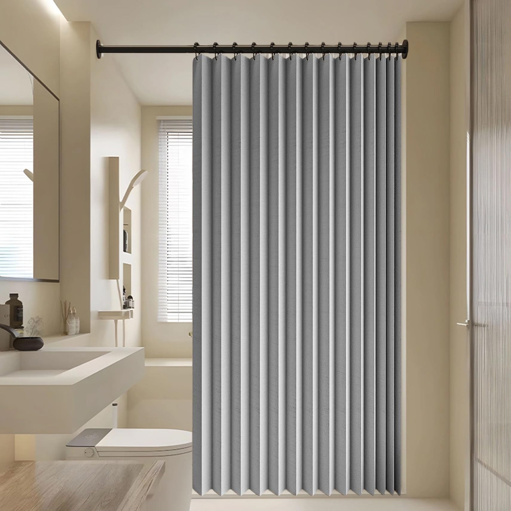 Rideau accordéon placard et balcon pour sublimer une chambre moderne