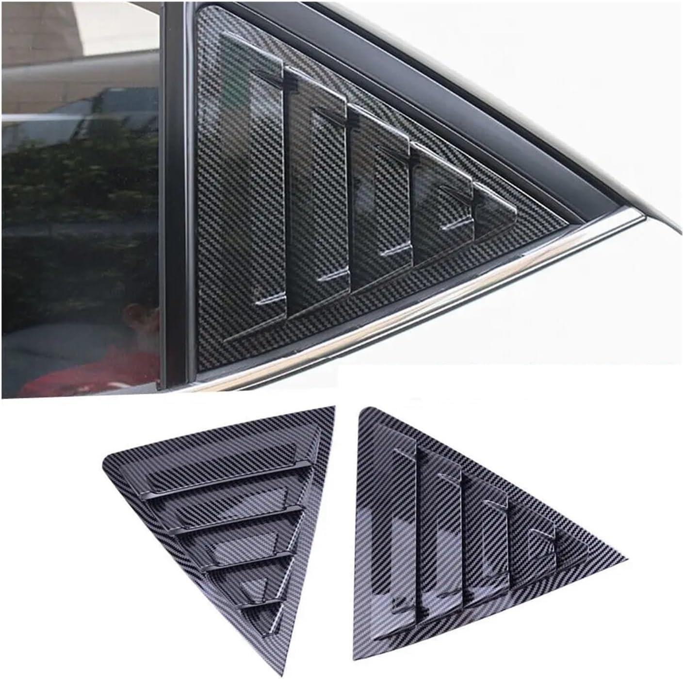 Car Rear Louver Window Side Shutter Cover Trim Sticker Vent Scoop Compatible with Toyota Corolla 2014-2018 ABS Carbon Fiber Black Auto