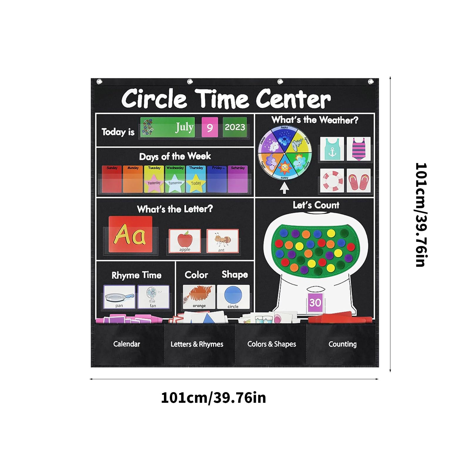 Gráfico de bolsillo educativo para centro del Calendario de aprendizaje Número del Letra Gráfico de bolsillo del Centro de educativo para calendario de aprendizaje