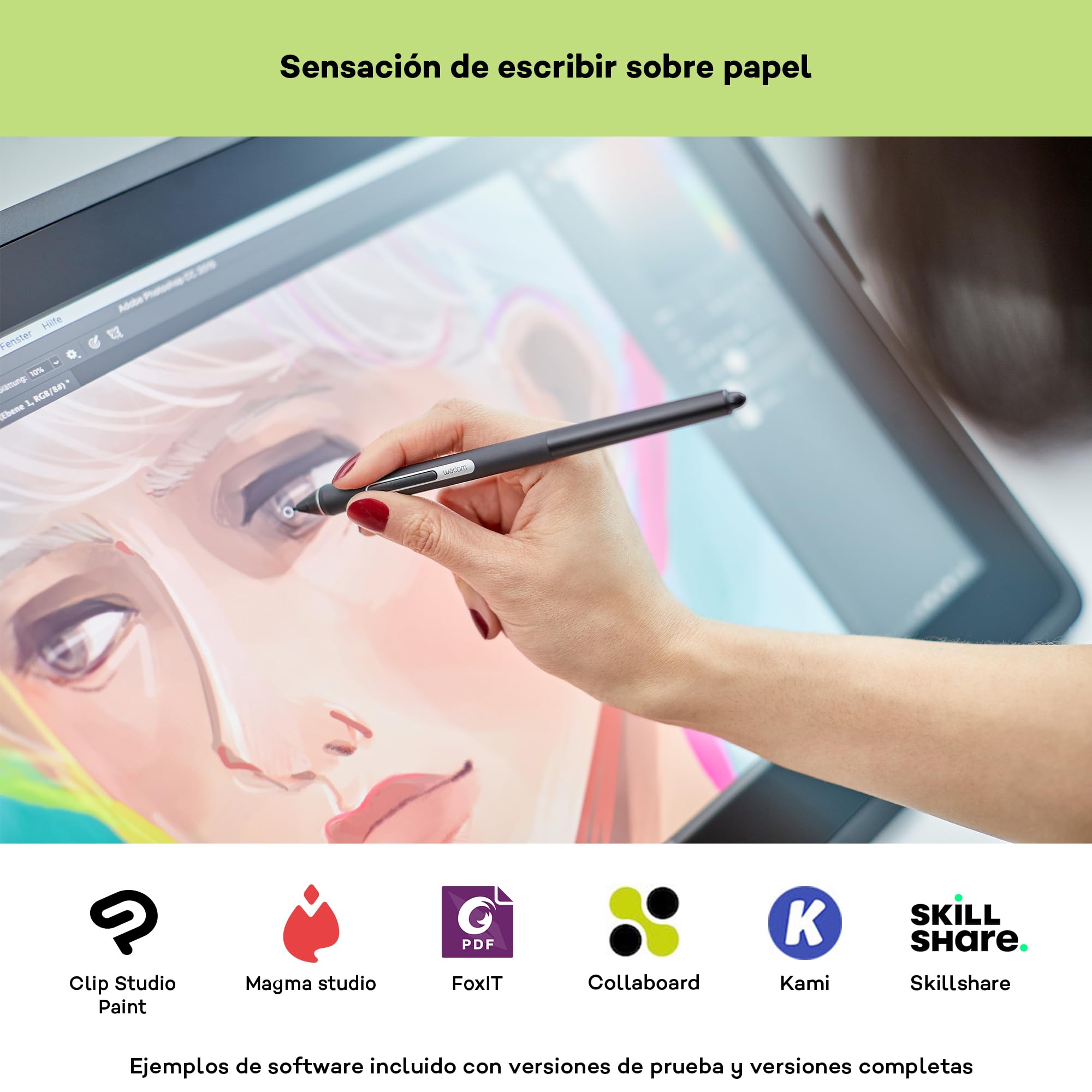 Wacom Cintiq 22 DTK2260K0A - Monitor Interactivo Creativo, Soporte Regulable,1920 x 1080 Full HD, Lápiz Digital Wacom Pro Pen 2, Compatible con Windows y Mac
