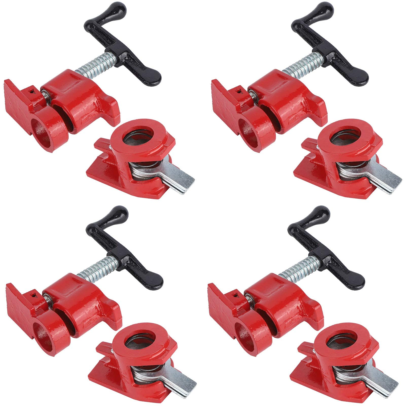 Abrazaderas de tornillo para tubos de 3/4 de pulgada para carpintería, abrazaderas para carrocería, abrazaderas para juntas, juego de 4 abrazaderas de metal, tornillo de banco para carpintería o kit