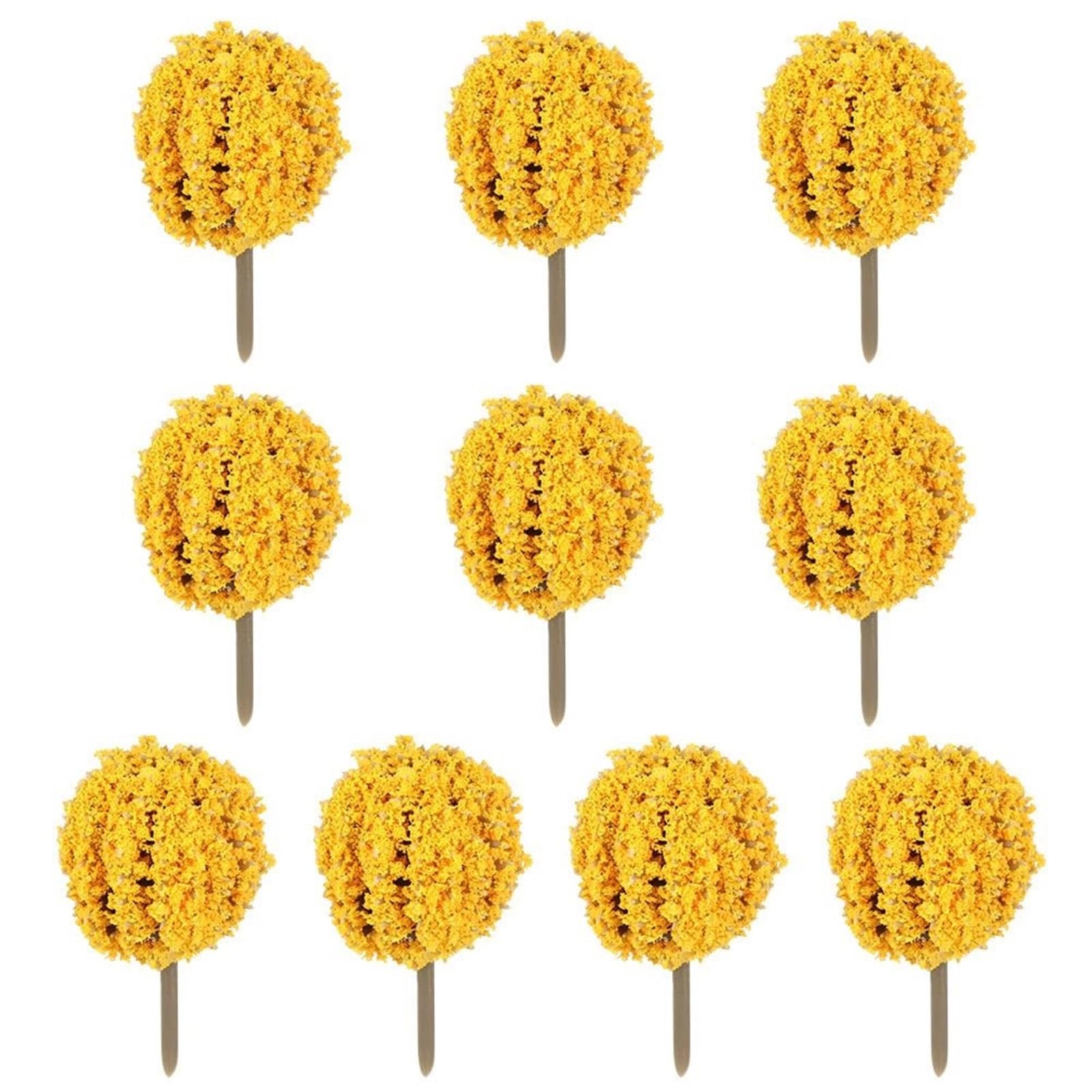 SPPEOUKJ 10pcs Plastic Artificial Miniature Flower Tree Scenery Railroad Decoration Building Landscape Model Accessories(Color 01)