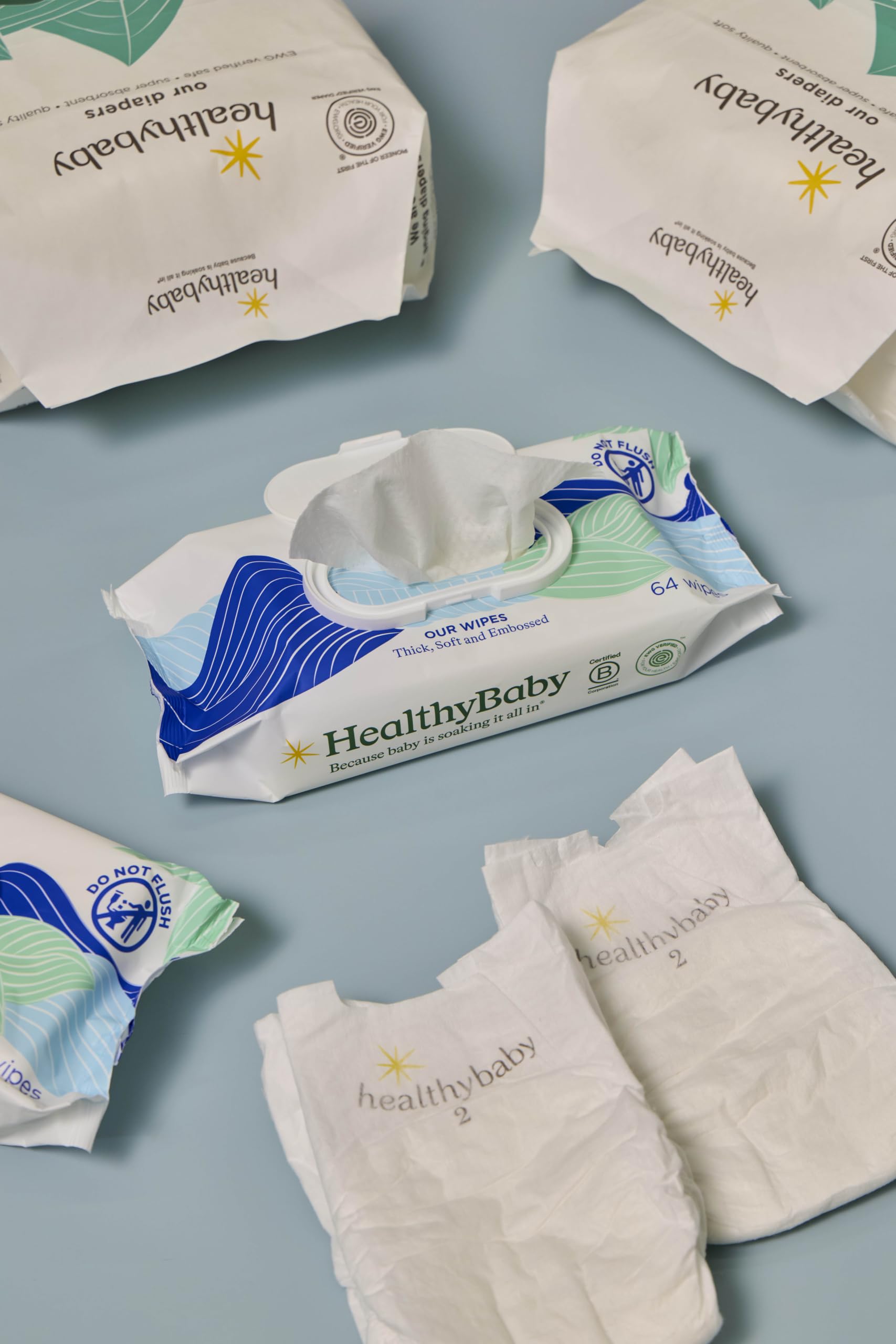HealthyBaby Feuchttücher für Babys, parfümfrei, 8 Packungen (512 Stück)