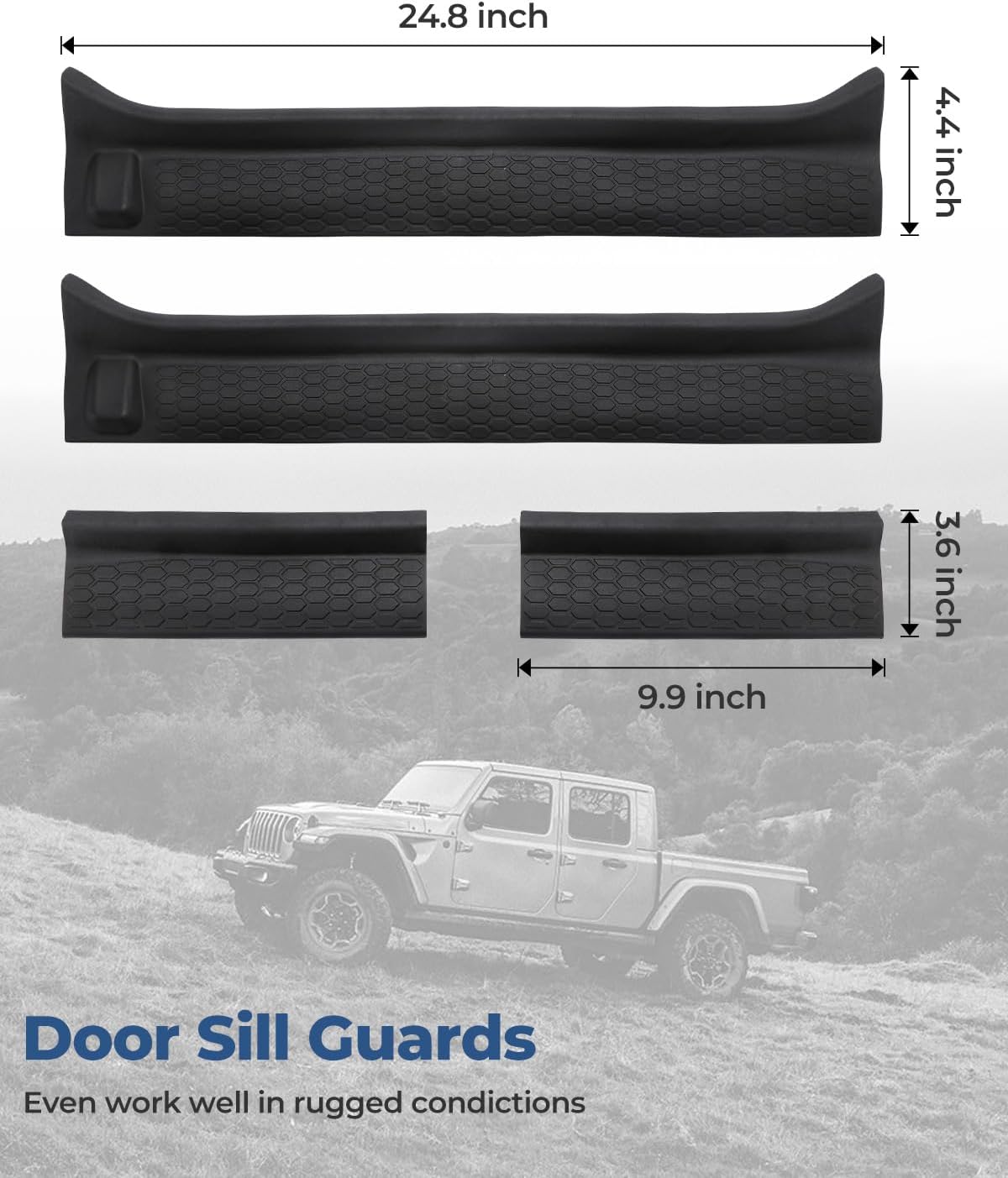 Door Sill Guards Kit for Gladiator JT Wrangler JL 4 Doors 2018-2026, Door Entry Guard Protector Accessories - Black Entry Scuff Plate Cover (4pcs Set)