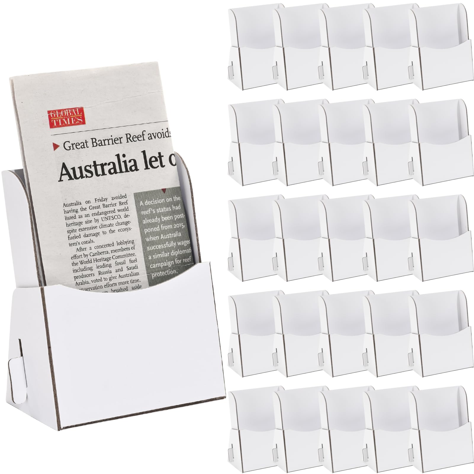 50Pcs Corrugated Trifold Brochure Holder 4.33x5.51 Inch with Slant Back - Literature Display Holder Stand for Rack Cards, Pamphlets, Menus, Flyers &amp; Booklets - Countertop Organizer for Office,Store