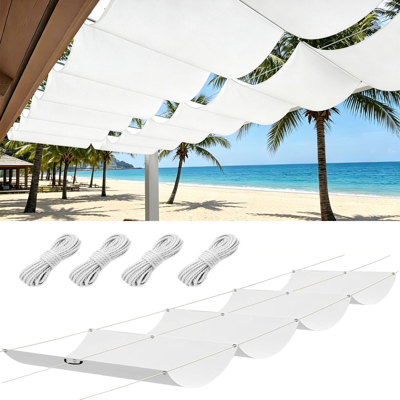 Voile d'ombrage rectangulaire avec oeillets et cordons : solution anti-UV pour grand pergola