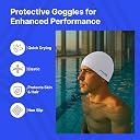 Strauss Latest Designed Swimming Cap|Keeps Hair Clean with Ear Protector|Suitable for Long and Short Hair|Swimming Head Cap with Breathable Fabric |Waterproof Swim Cap for Adult, Woman and Men,(Grey) gallery image