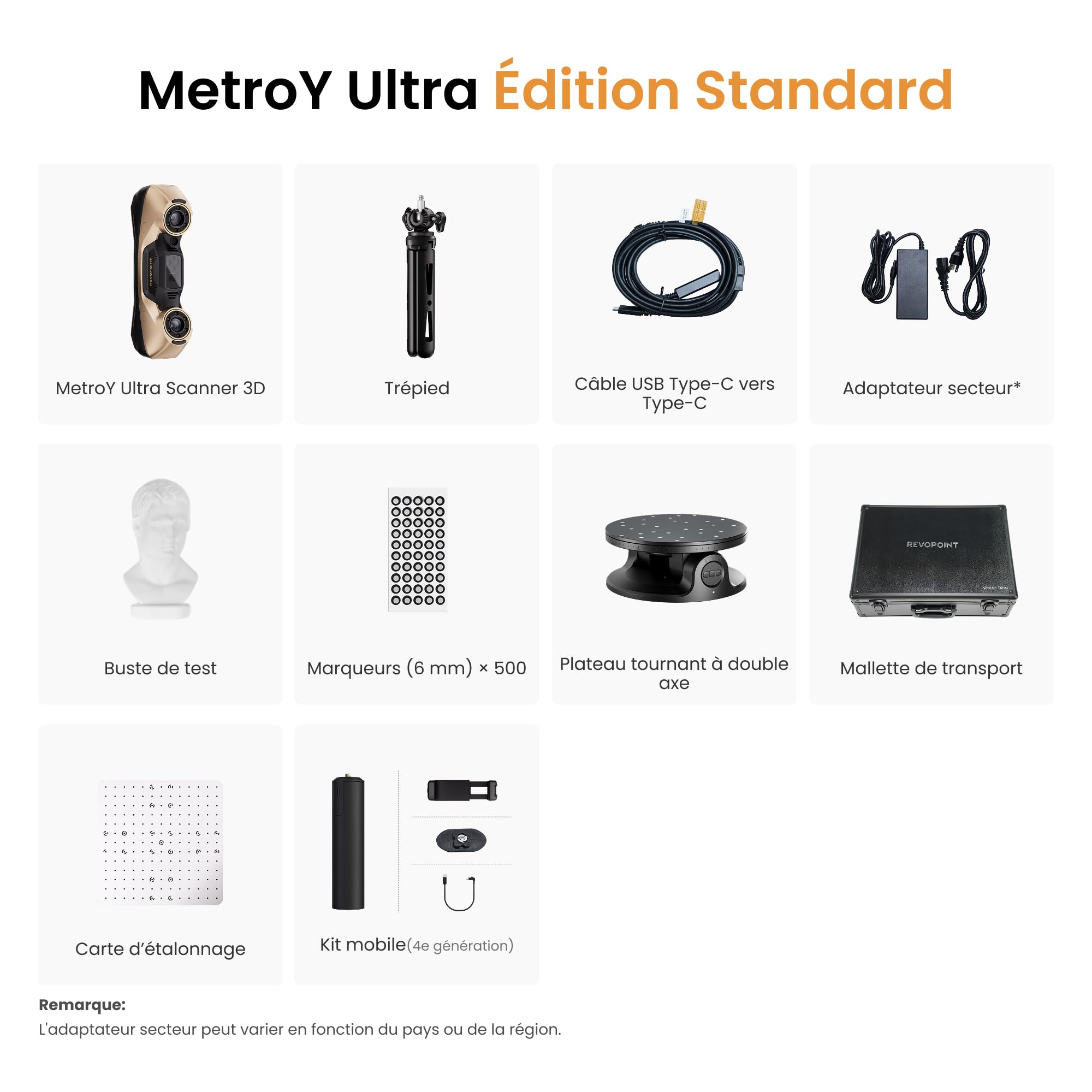 Revopoint MetroY Ultra 3D-Scanner & 3D Scanning Spray, 0,01 mm präziser Blauer Laser, 90 FPS Highspeed