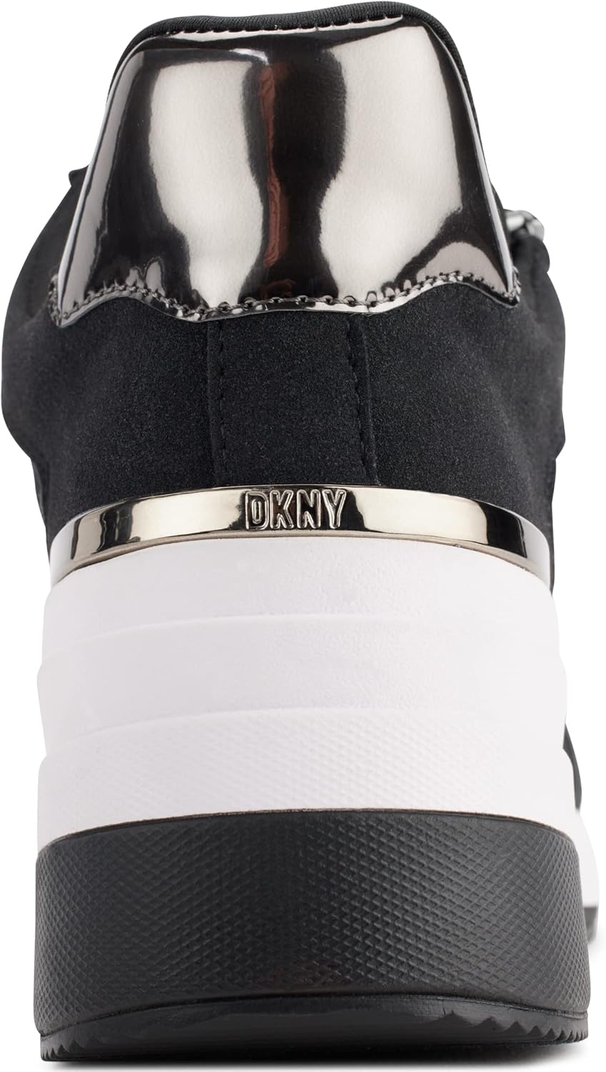 DKNY Women's Kaden Lace Up Wedge Sneaker with Side Zipper