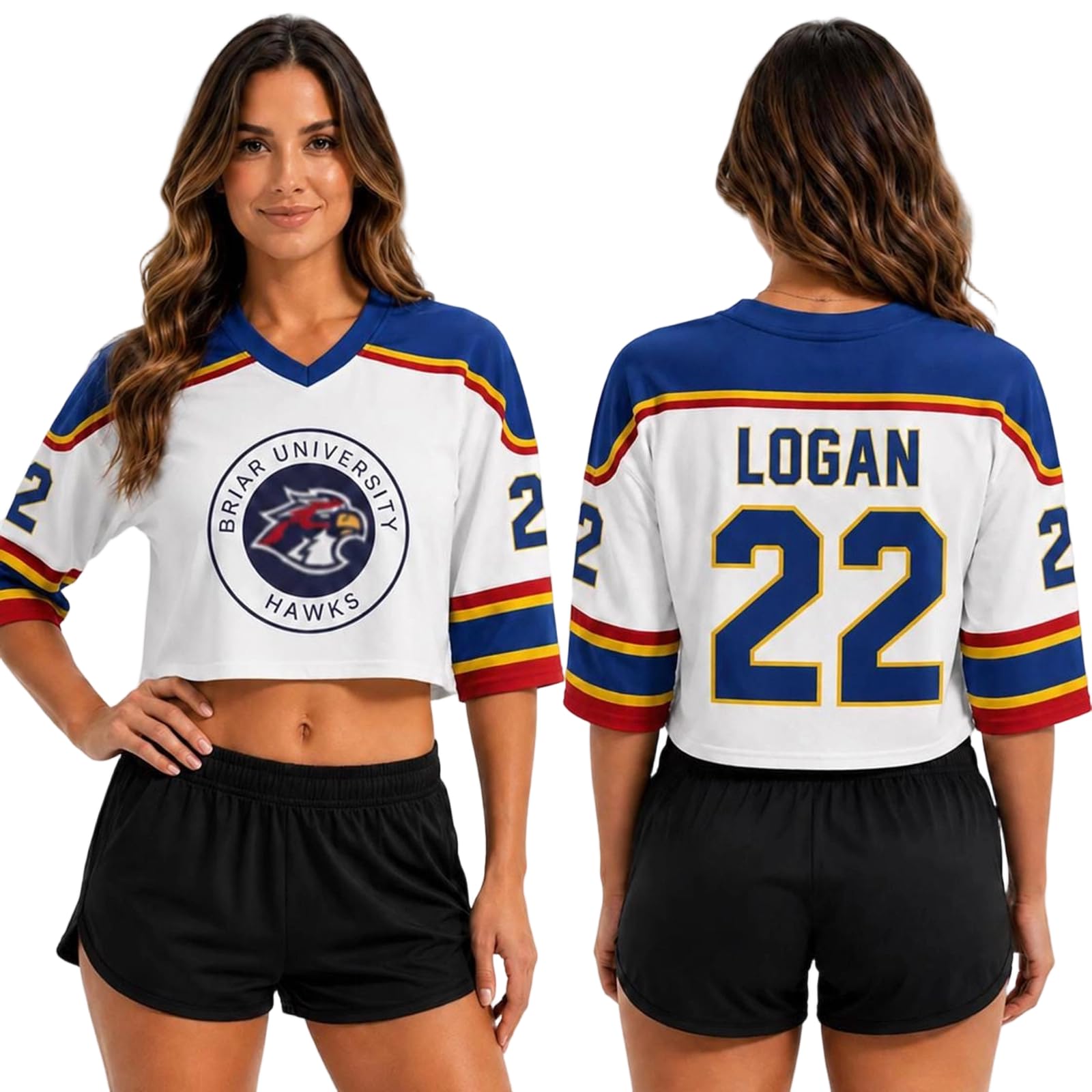 Off Campus Hockey Jersey Women Graham 44 & Logan 22 & Tucker 46 & Dean 66 Briar U Hockey Shirts Short Sleeve Briar University Shirts Sports Y2K Crop Tops Off Campus Merch for Fans
