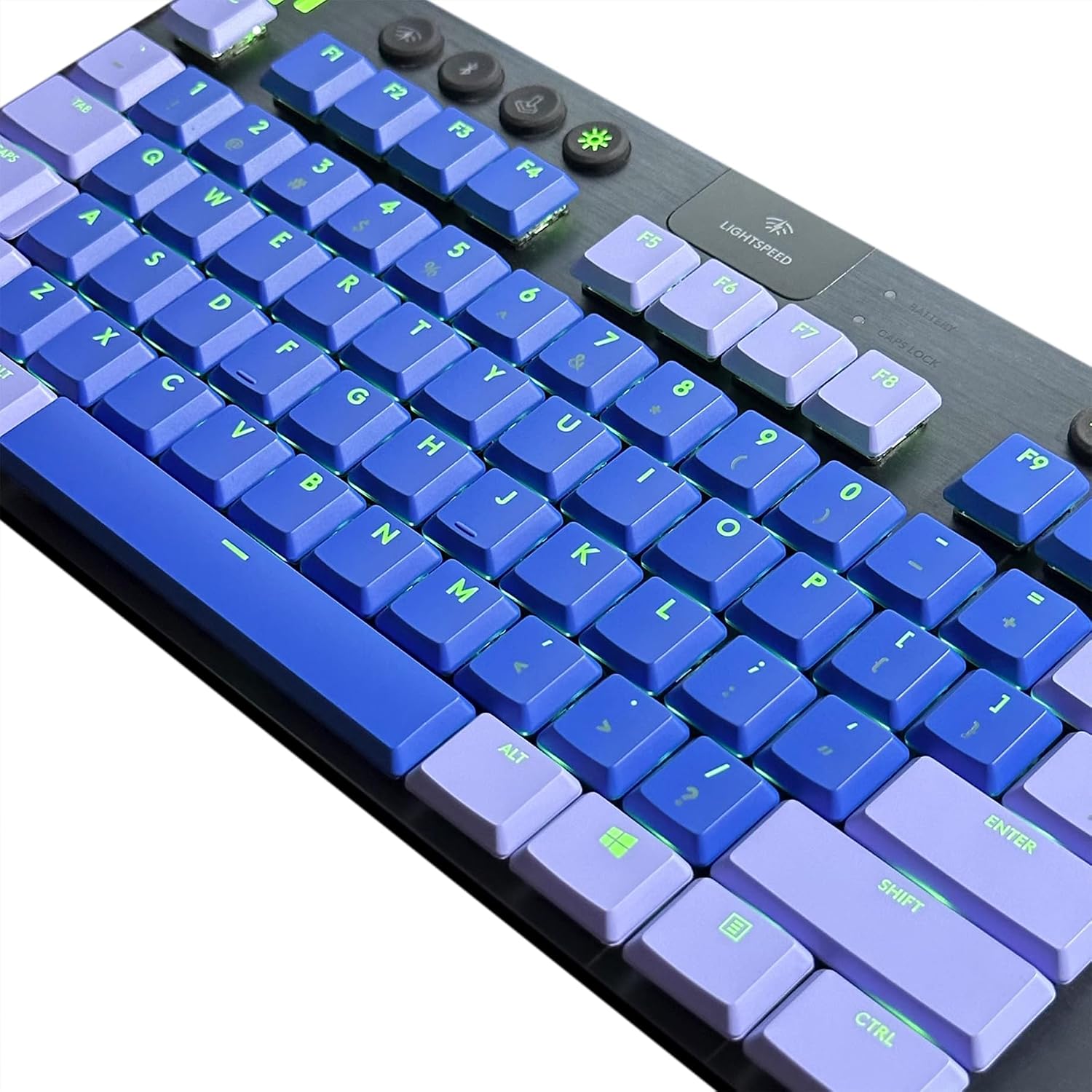 110 Keys Full Size Keycaps Set,Custom Shine Through Keycaps Replacement for Logitech G815 G915 TKL RGB Keyboard Custom Keycap for Mechanical Keyboard (Purple and Blue) image 2