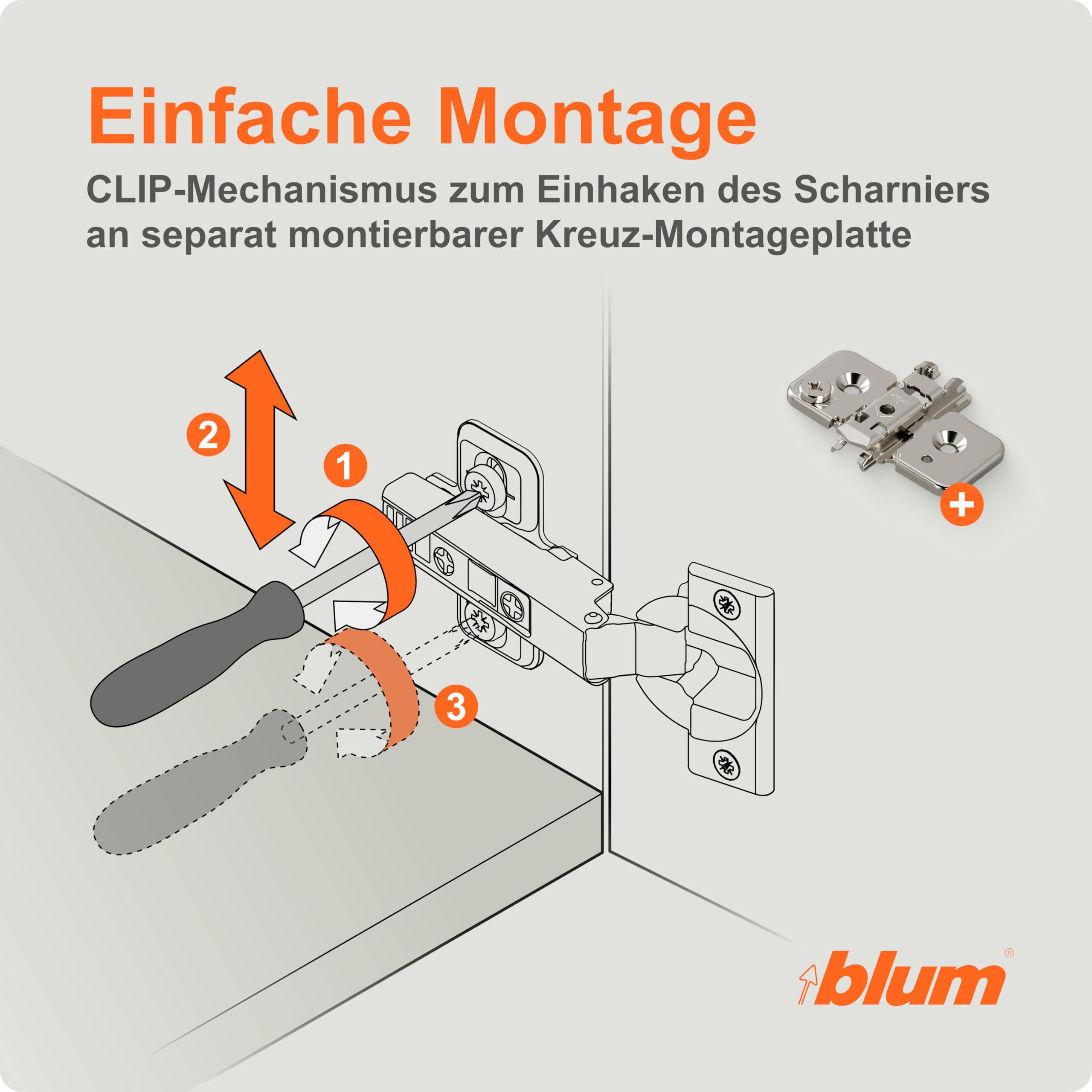 blum 10x bisagra para muebles CLIP top BLUMOTION 110° I bisagra de cazoleta Soft-close 35 mm I base en cruz CLIP montable por separado, distancia 0 mm | ajuste 3D del frente | Niquelado | angular