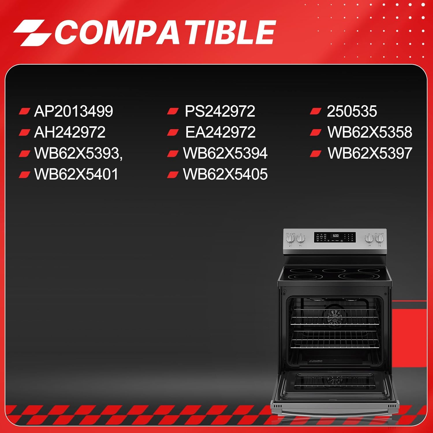 WB2X8228 4Pack Element Receptacle and Wire Kit Fit for GE Electric Ranges Electric Stove Burners Replace# AP2013499 PS242972