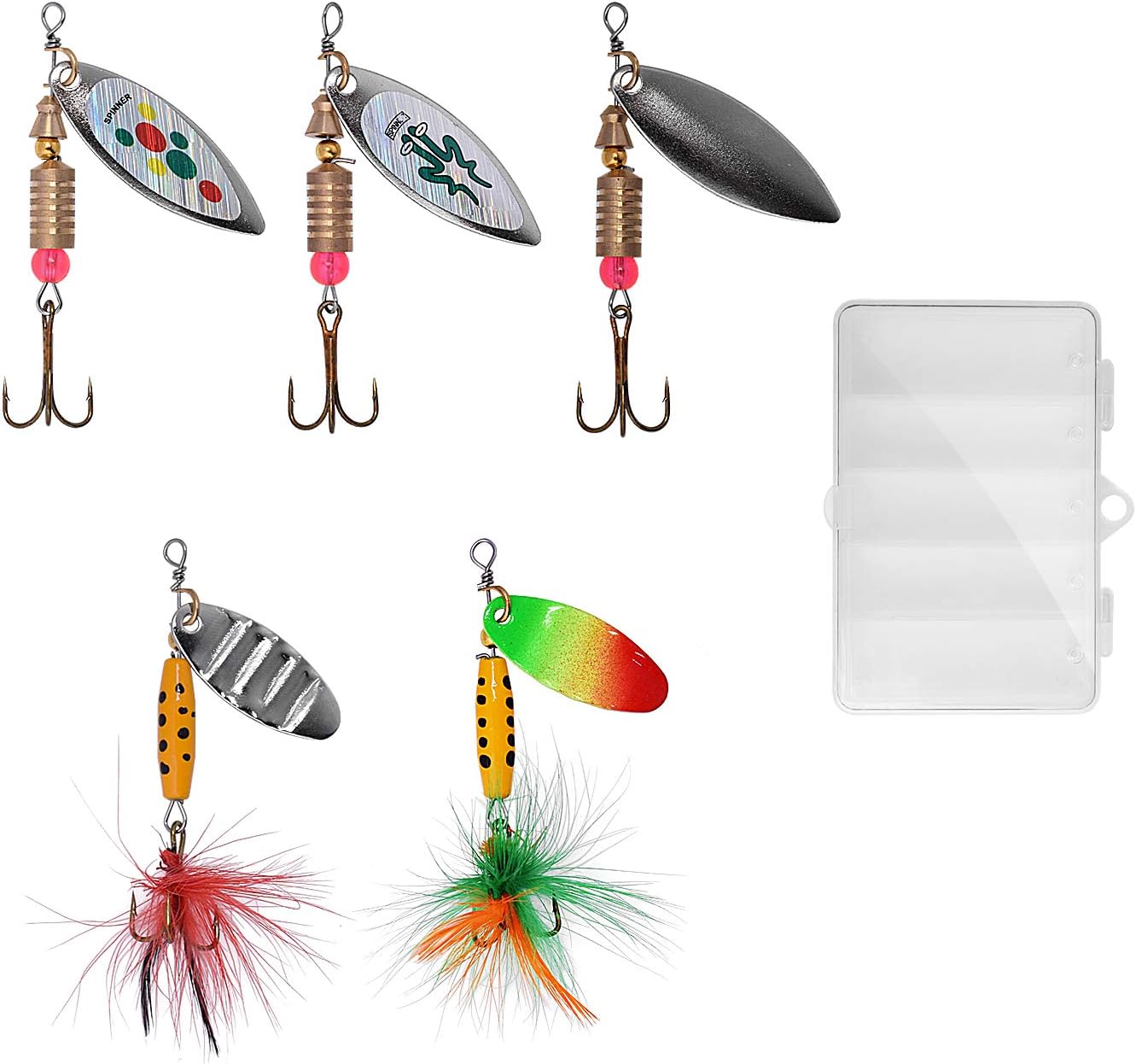 SF Fishing Lure Spinner Baits 6g for Bass Pike Trout Salmon Hard Metal Spinnerbaits Kit with Tackle Boxes 5/10Pcs