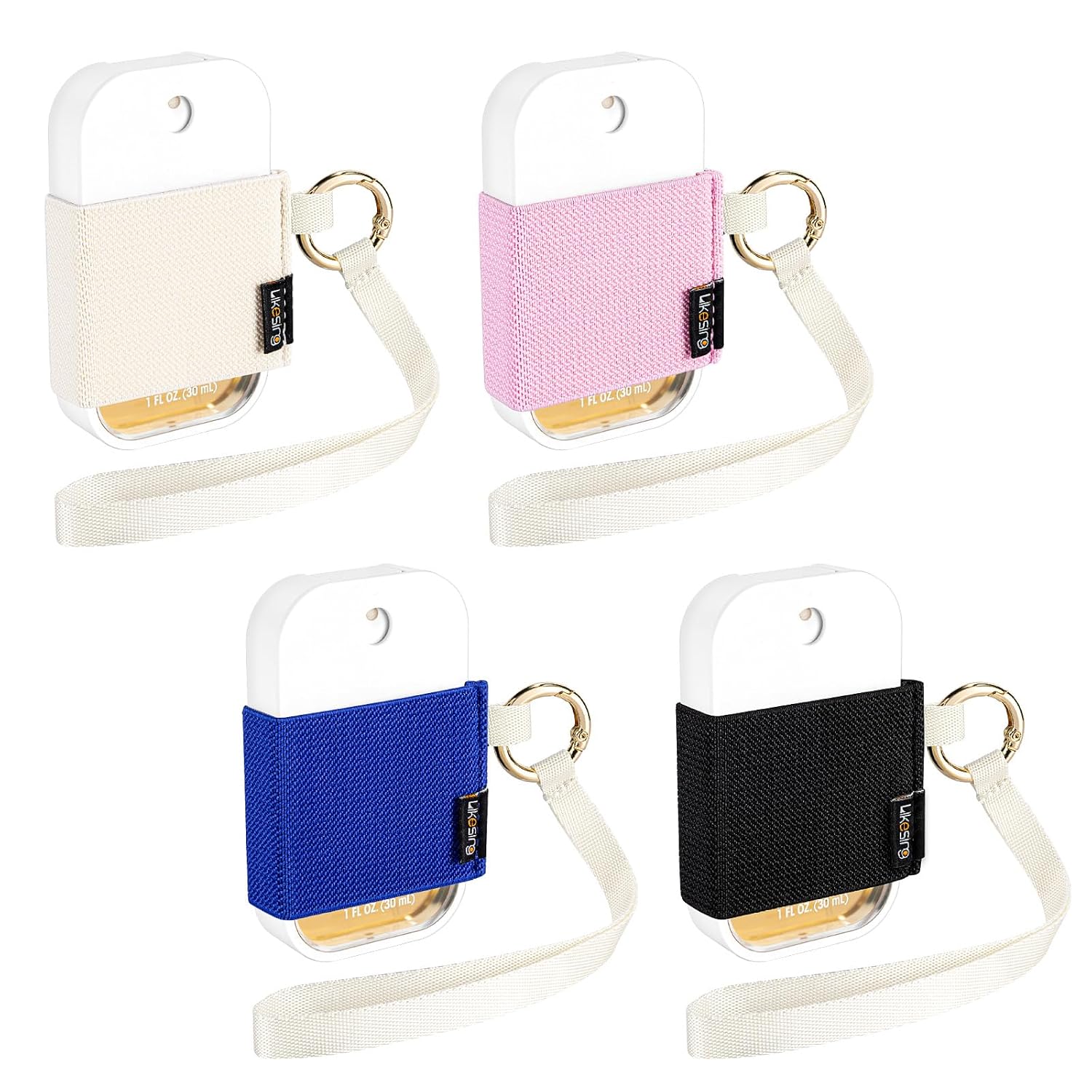 Likesing Hand Sanitizer Spray Sleeve Compatible with T0uch-land, 4 Elastic Travel Hand Sanitizer Holder with Keychain and Wrist Strap for Travel Hand San1tizer for Glow Mist and Power Mist(Colorful)