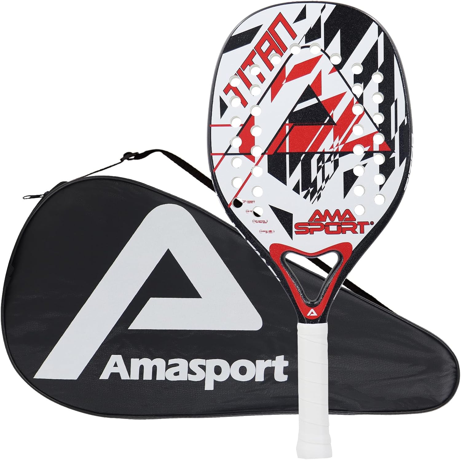 AMA SPORT Beach Tennis Racket Carbon Fiber with EVA Foam Core Professional Carbon Beach Tennis Paddles for Advanced Players