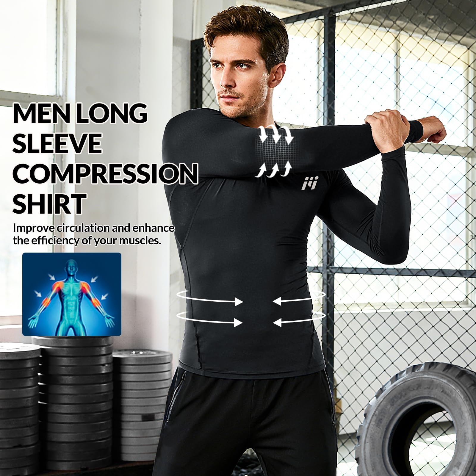 MEETWEE Rashguard Camiseta de Hombre, UPF 50+ Camisa de Compresión de Manga Larga UV Camiseta Proteccion Solar Secado Rápido para Surf y Natación
