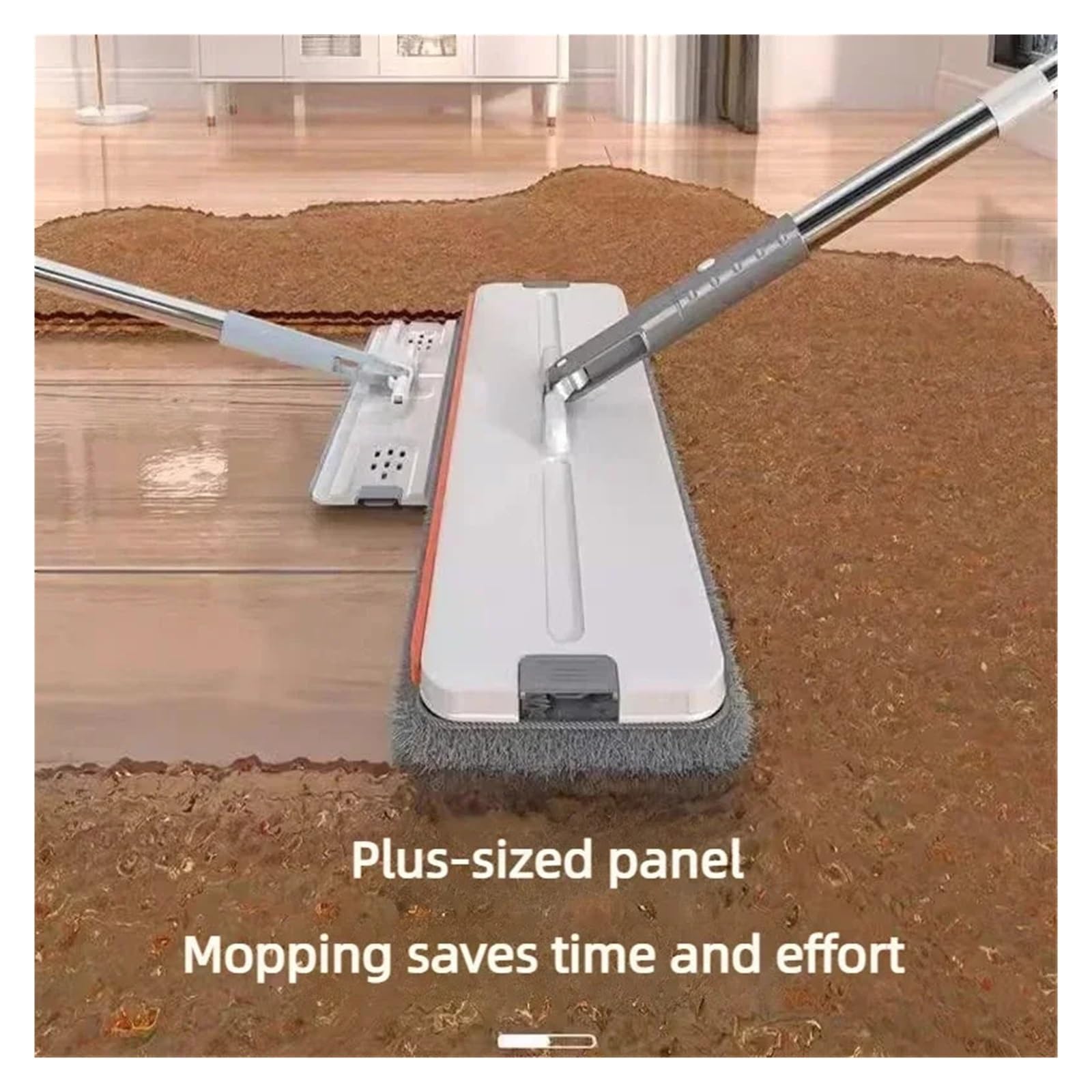 Fregona giratoria de 360 ​​grados con manos libres, sistema de limpieza de pisos planos de 33 cm con cubo, herramienta de limpieza fácil de microfibra lavable for el hogar(Bucket-mop-2 cloth)