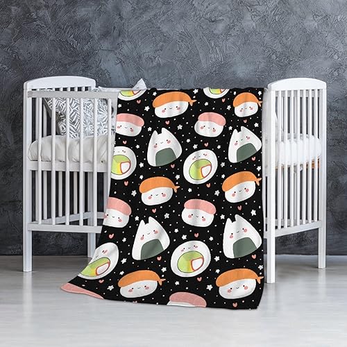 Vista 20 de Manta de sushi para regalo, manta de franela ultra suave y acogedora, manta de forro polar ligera y mullida, manta de felpa cálida para sofá, cama