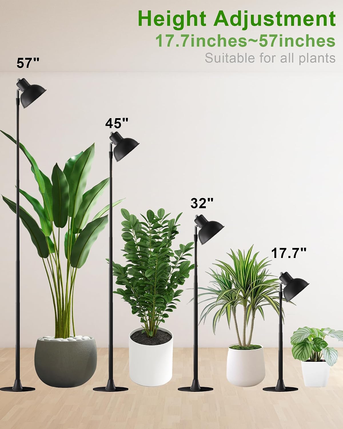 yadoker Plant Grow Light for Indoor Plant, Aluminum LED Grow Light,Elevating Plant Lamp,Height Adjustable,Automatic Timer with 8/12/18Hours,10-Level Brightness,Ideal for Large Plant Grow